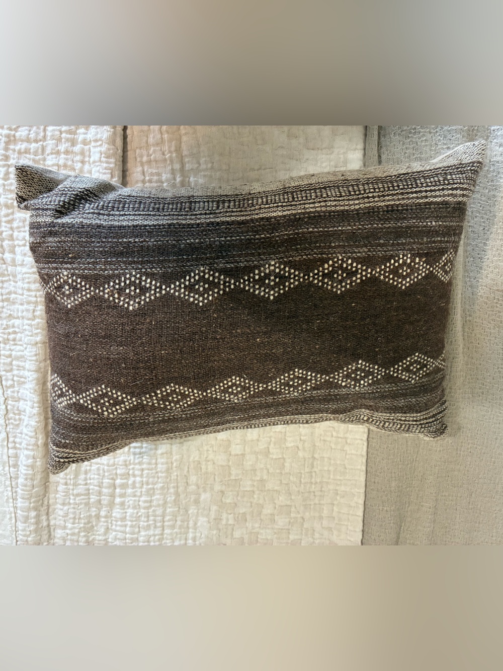 Shoppe Amber interiors vintage fabric Brown Diamond Stripe Accent Pillow